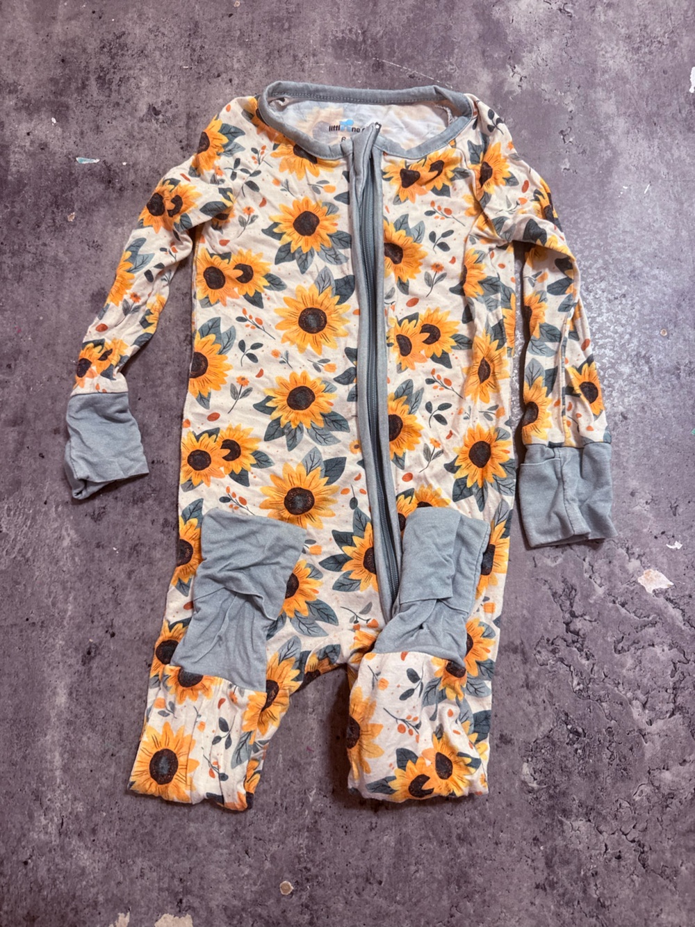 Little One Shop Bamboo Sunflower Ruffle Sleeper 6-12M Floral Baby
